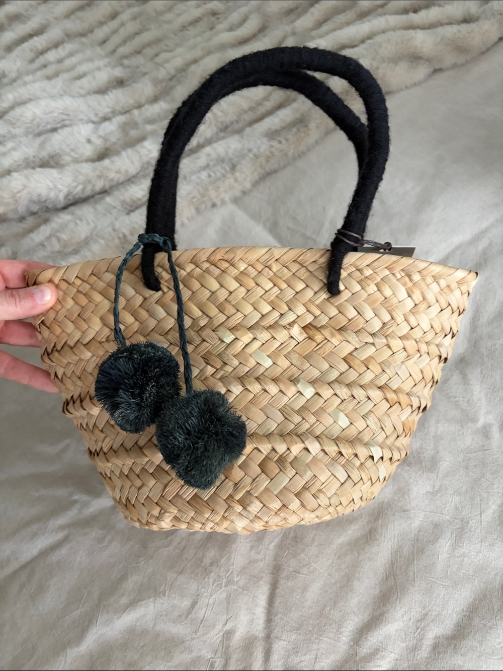 MINI ST. TROPEZ STRAW TOTE SOLD BLACK